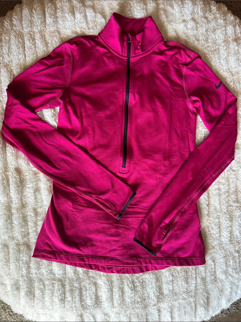 Nike Women's Magenta Long-Sleeve Half- Zip Performance Top